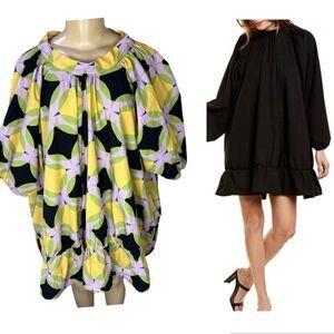 NWT HOST&VAR Swing Dress Hummingbird retro print organic cotton pockets Small